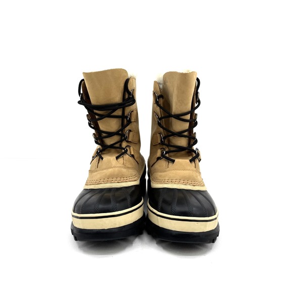 Sorel Caribou Waterproof Boots Mens 8.5 Tan Leather Winter Snow Faux Fur‎ main image 11